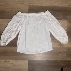 MASSIMO DUTTI Off-Shoulder White Cotton Blouse